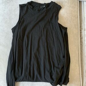 TOPSHOP - black long sleeve cold shoulder top - size US 4 UK 8